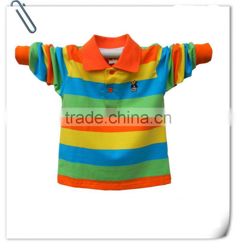 kids clothes long sleeve polo shirt high quality cotton fashion stripe kids polo shirt for children