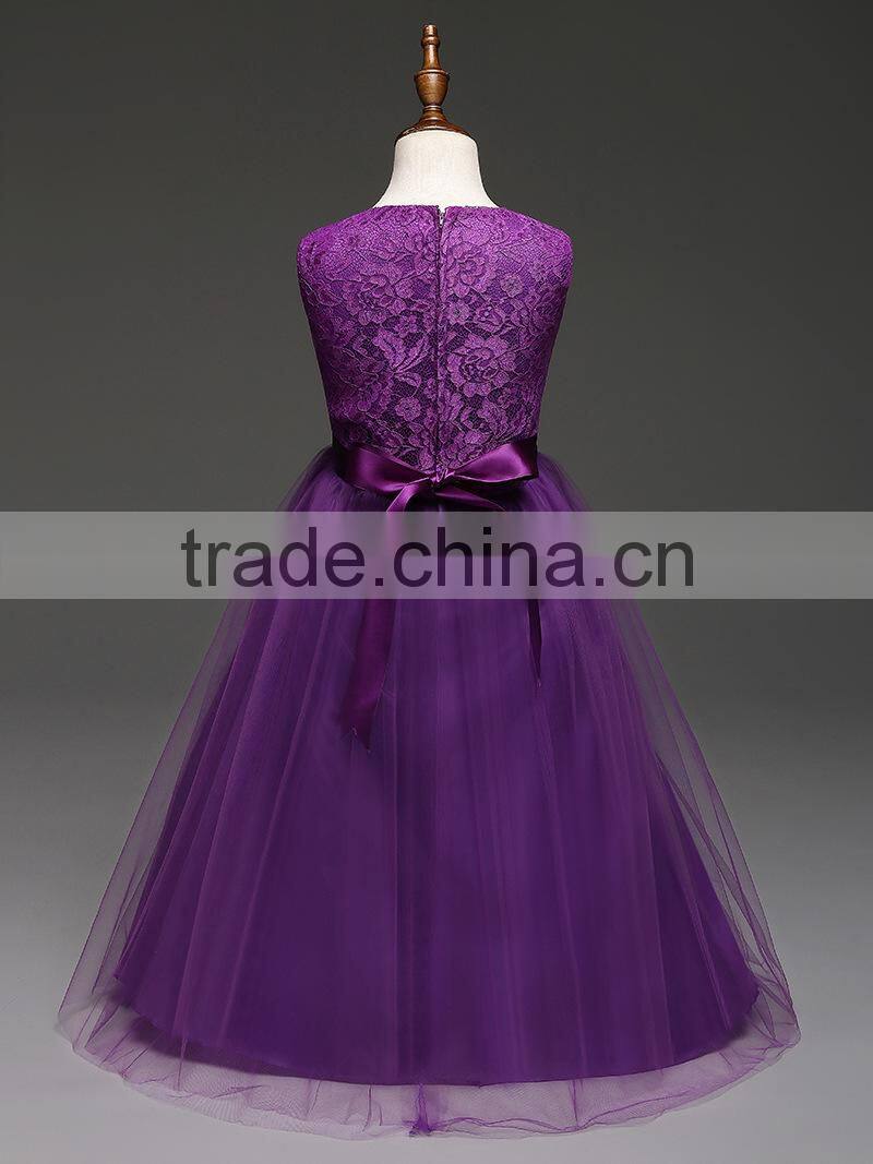 Children girl sleeveless dress embroidered princess lace alibaba wedding dress