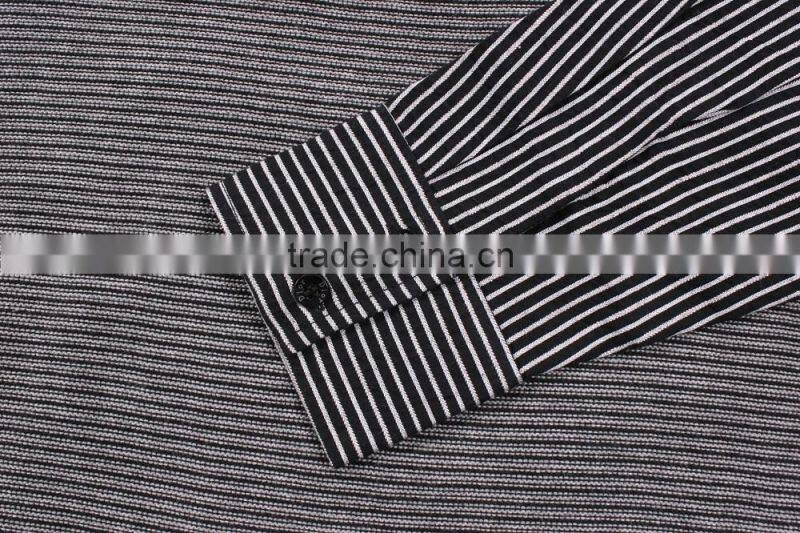 Thin Grey White Striped Cotton Sweater Shirt