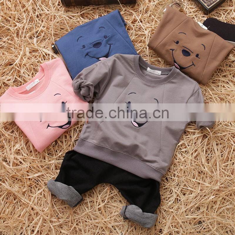 S65865A kids bear smile face hoodies 2017 korean style hoodies