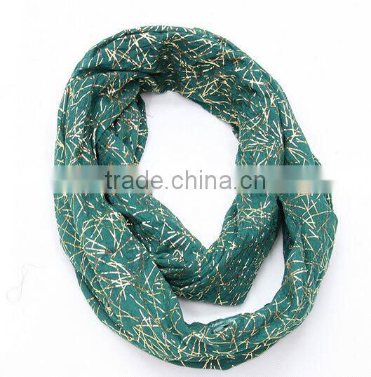 Natural solid color voile gold stamp wrinkle Infinity scarf
