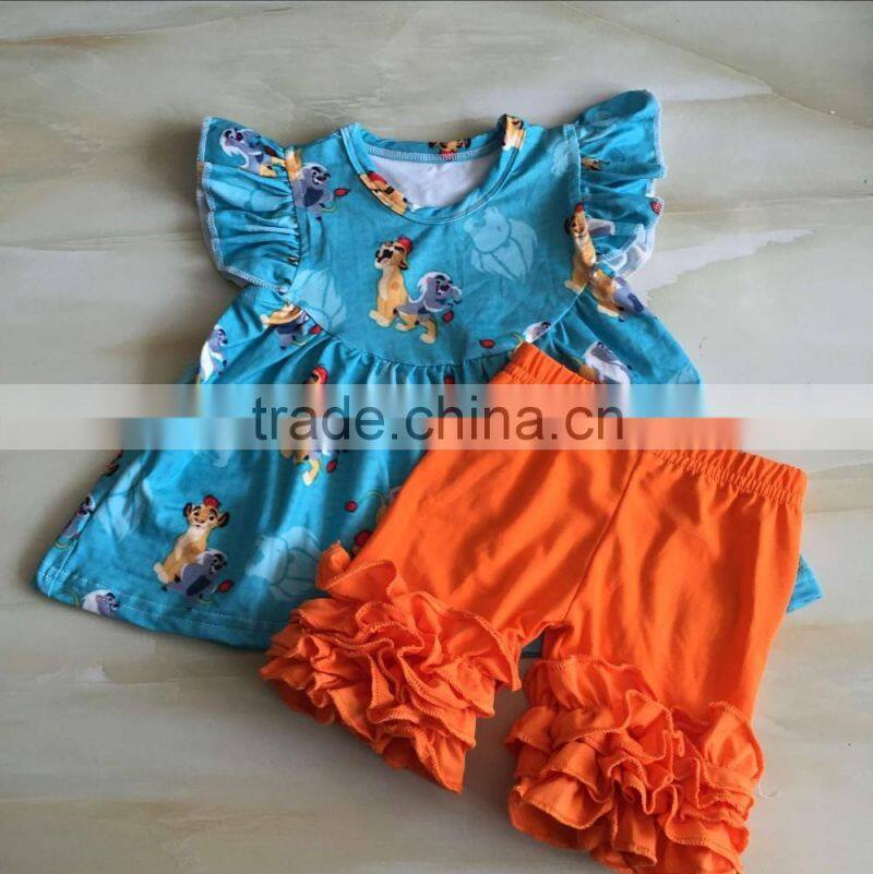 WY-796 Boy Outfit Match Girl Ruffle Shirt Summer Outfit Shorts Set For Babies