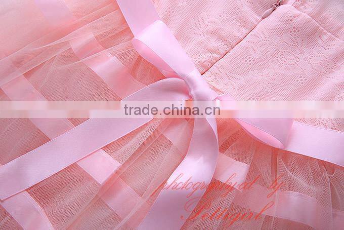 Fashion Summer Pink Girl Dresses With Lace Girls Princess Dresses Sleeveless Infant Clothes GD50112-8