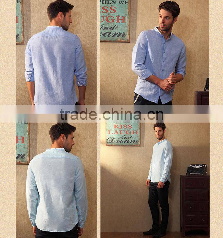 Wholesale cheap men shirt custom high quality Cotton and Hemp shirts with your own logo in guangzhou factory