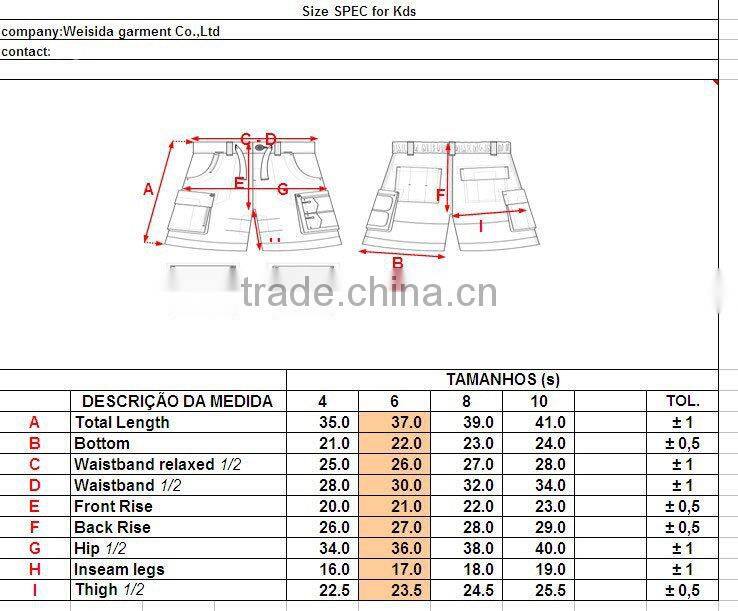 2015 100%cotton boys boutique cargo pants