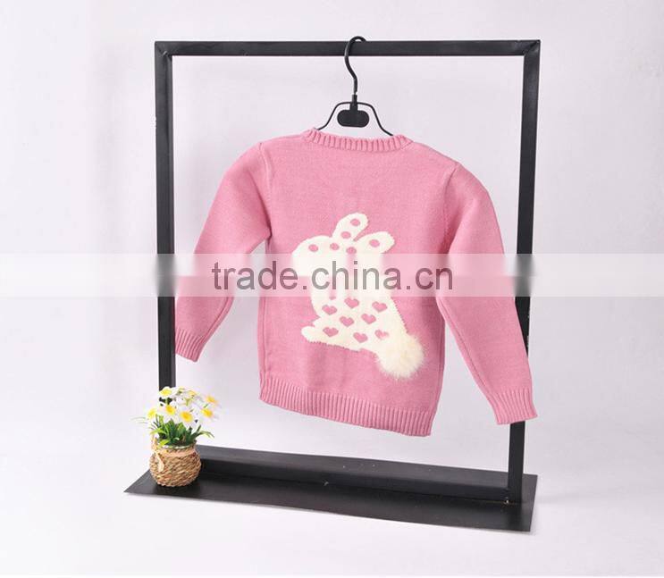 Wholesale Long Sleeve O Neck High Quality Knitting With Rabbit Pattern Girl Sweater Cardigan