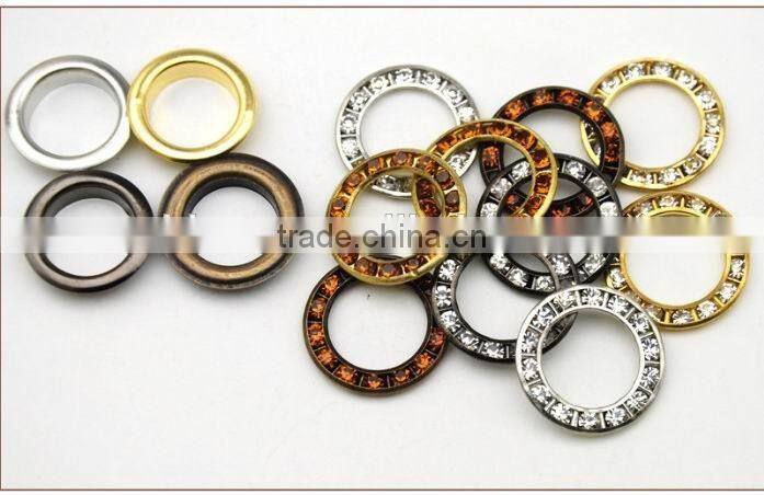5 colors 22mm big round metal brass rhinestone eyelets crystal diamond grommets glass eyelets RE-22mm