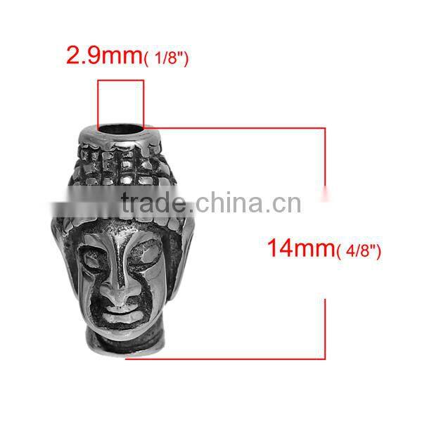 304 Stainless Steel Spacer Beads Buddha Antique Silver