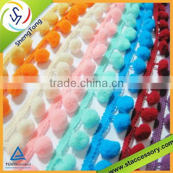 hot sale high quality colorful pompom fringes