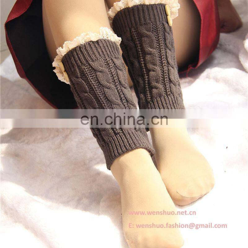 Popular Europe Twist Knitted Warm Wool Boot Socks