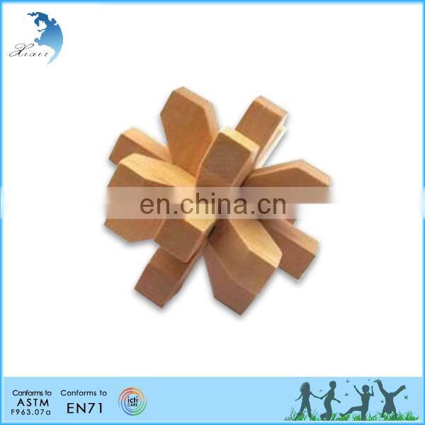 High quality 3d wooden intellectual cube puzzle for kids