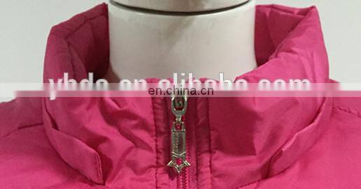 2017 Lady's pink down coat feather jacket with zipper winter jacket