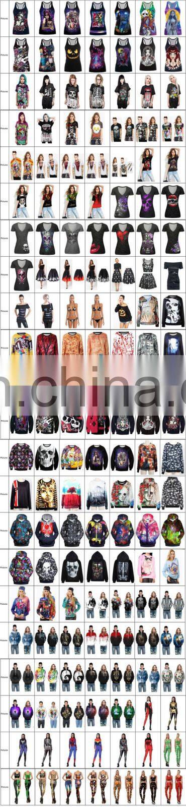 Halloween Costume Jumper Cool Skull Tank Top Bodysuit Gothic Hoody Sweatshirt and Skeleton Leggings Wholesale Adults Clothing