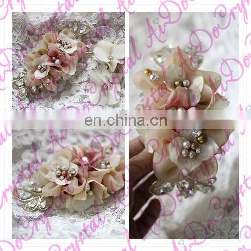 Aidocrystal Bridal Hair Flower Headpiece Wedding Party Women pink Hair accessories for women