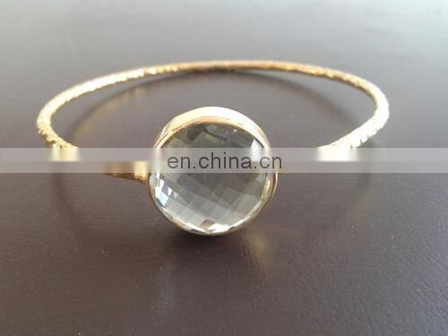 Aqua Chalcedony Adjustable Bracelet/gold plated Bangle, Gemstone jewelry bangel, fashion jewelry bangle