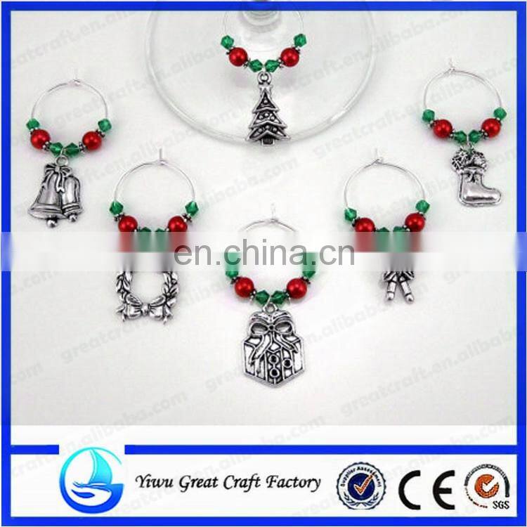 Handmade Wine Glass Charms Table Decorations Christmas Pendants