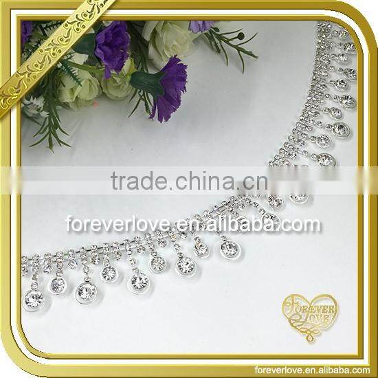 Wholesale bulk cheap silver glass chain trimming rhinestone FC-631