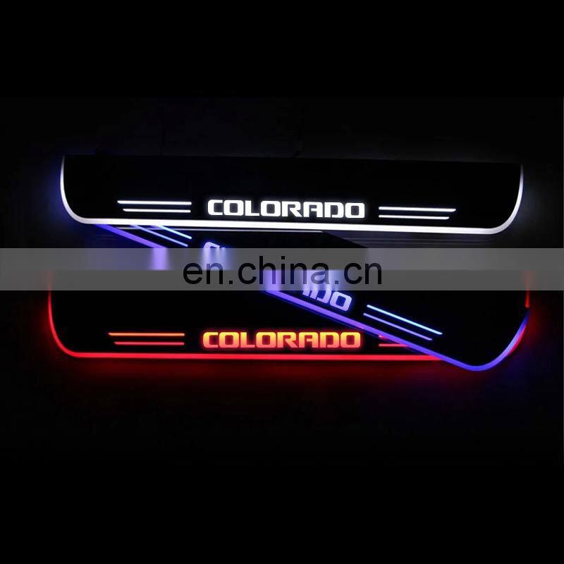 Carest LED Door Sill Streamed For CHEVROLET COLORADO 2003-2020 Scuff Plate Acrylic Door Sills Car Sticker Accessories