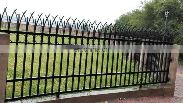 6ft high black coated spear top steel picket fence Ornamental fence