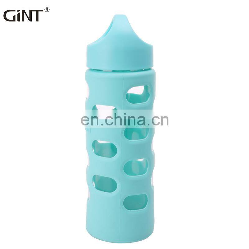 490ml wholesale new style silicone anti-scald double wall glass water bottle
