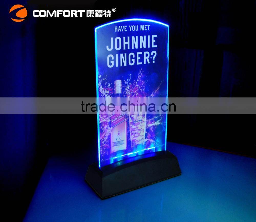 Bar LED light menu holder table tent display