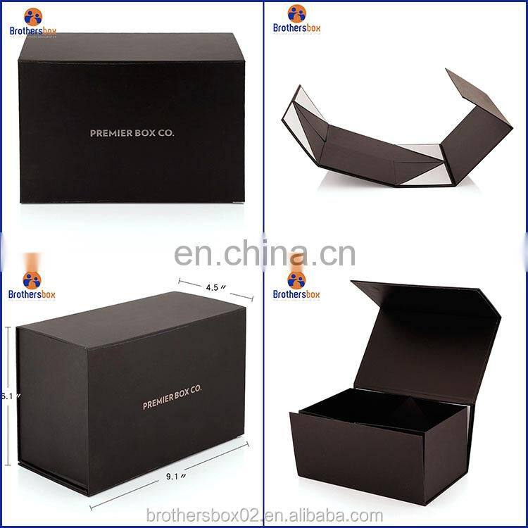 Custom Logo Wholesale Brand Cardboard packaging boxes Black Magnetic Foldable Paper Packaging Gift Box