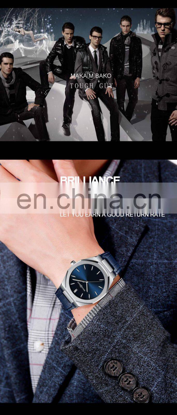 Hannah Martin 5015 Nice simple Quartz Watch Analog Water Resistant Stainless Steel Watches for Sale Men