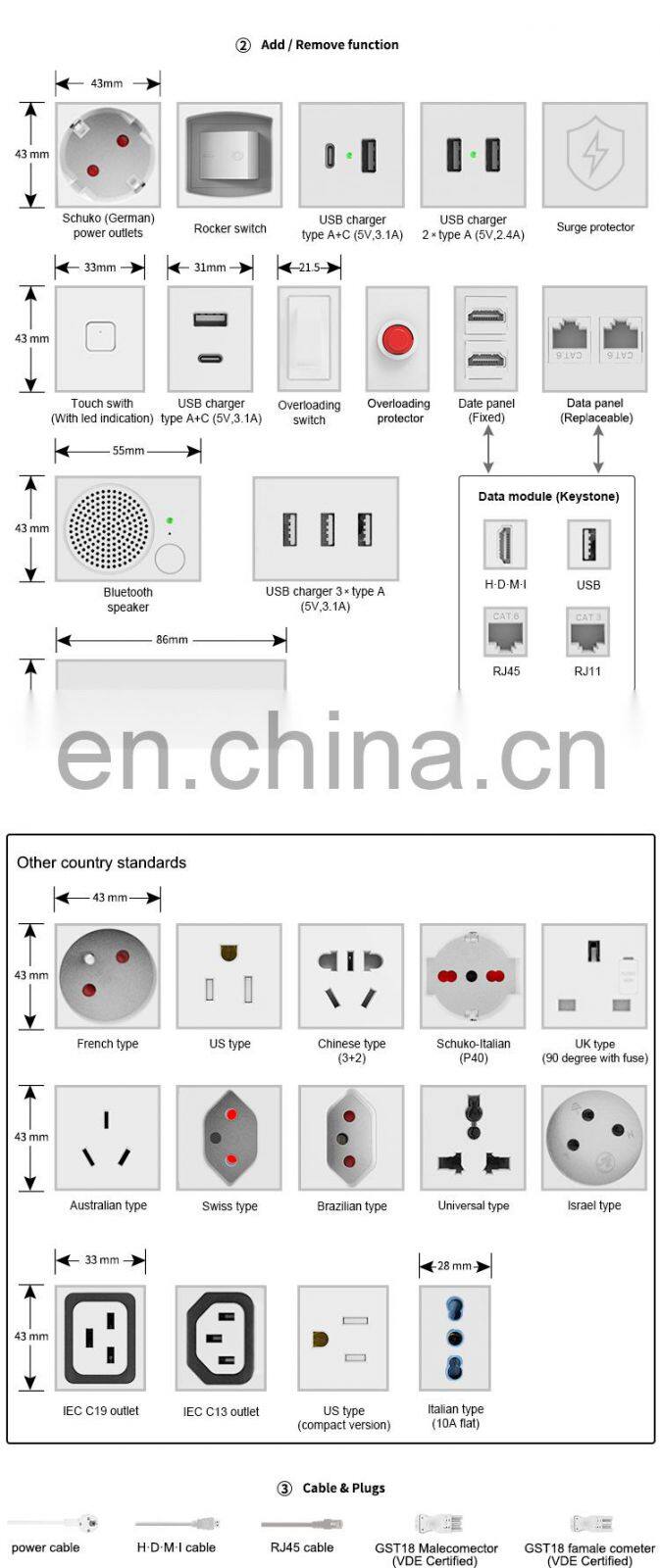 Desk pop up socket with German outlets and USB a charger