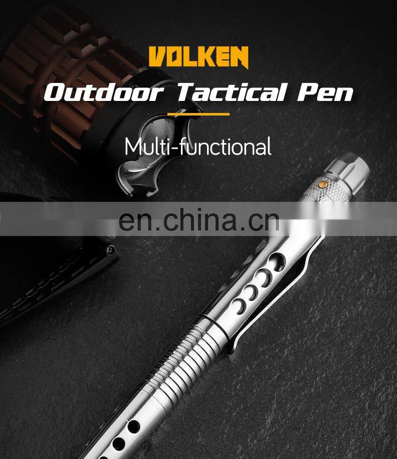 High Quality Stainless Steel with LED Lamp Outdoor Multifunctional Tactical Pen Outdoor self-defense Tool