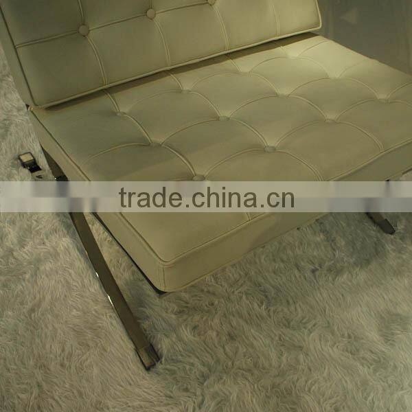 Replica high grade Italian Genuine leather Ludwing Mies Van der Rohe cream color barcelona leisure sofa for living room