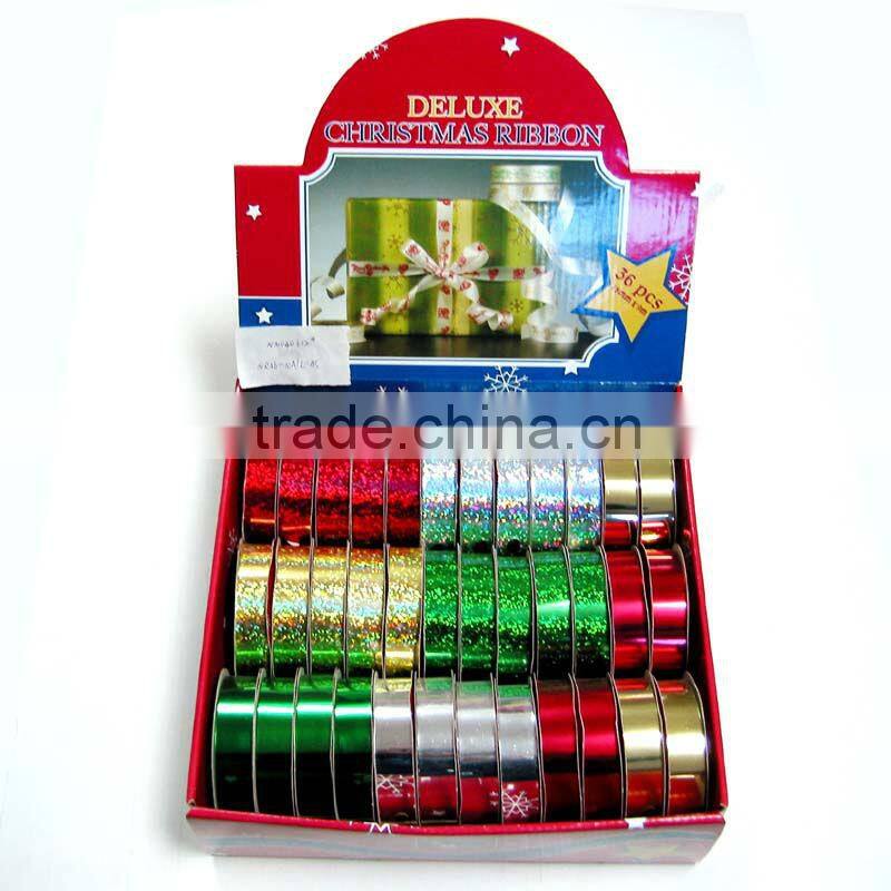 polystar ribbon/christmas decoration ribbon bow/Glitter ribbon spool/gift wrapping ribbon roll for party time