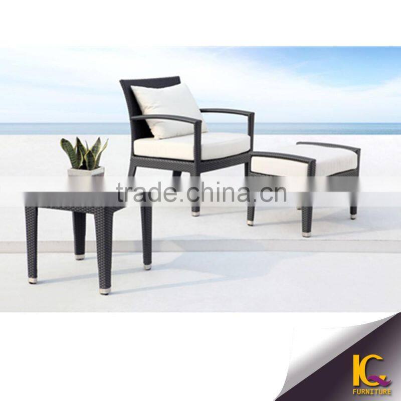 2016 Hot sale leisure lounge chair set outdoor with tea table and feet stool