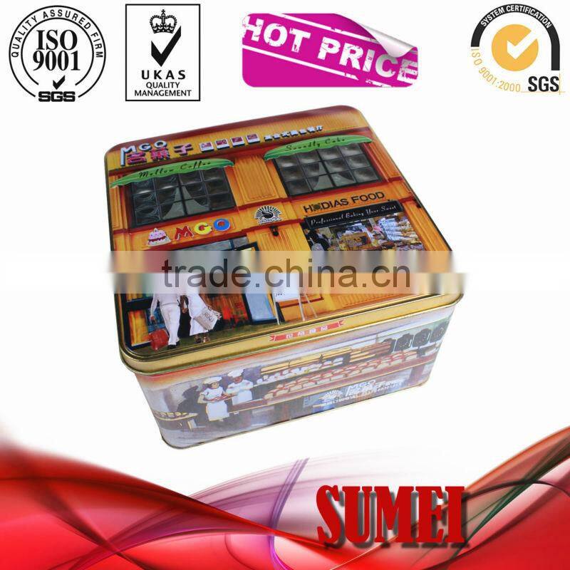 square biscuit tin box