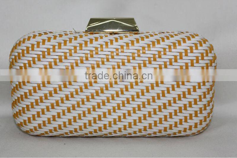 2014 High Quality New Arrival colorful knit evening bag satin clutch bag