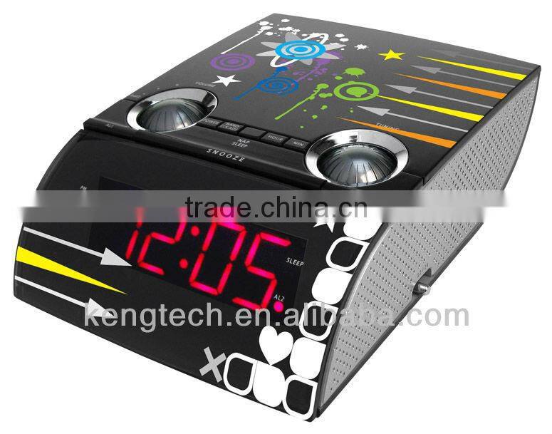 Music Printing LED Digital Turning Alarm Clock Radio