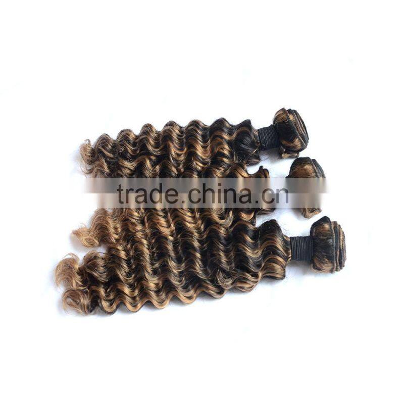 Hot sale factory price kinky curl brazilian two tone ombre colored hair weave bundles