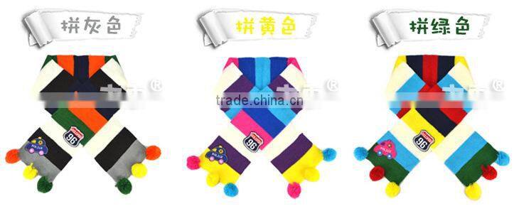 Wholesale Fashion Boys Girls Children Autumn Winter Knitted Scarf with Colorful Balls
