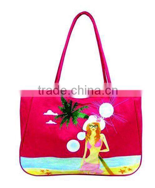 2015 best sell customized striped beach bag