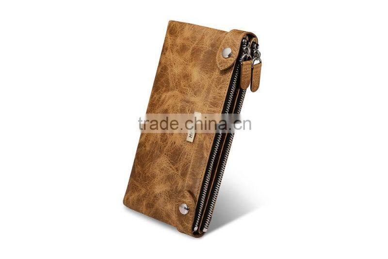 Icarer classical Real Leather Handbag zipper Wallet with Card Slot