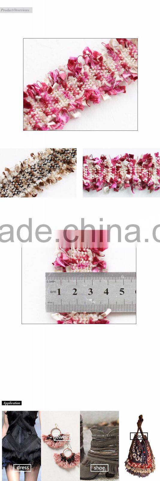 Adorable style pink color lace trim for young lady dress