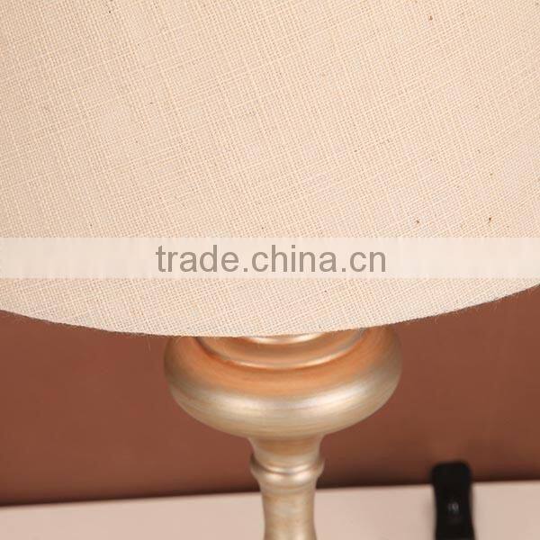 small iron reading lamp with linen shade