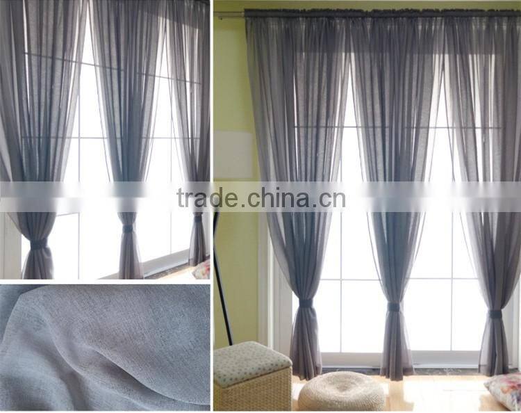 Plain coloured polyester linen curtain fabric