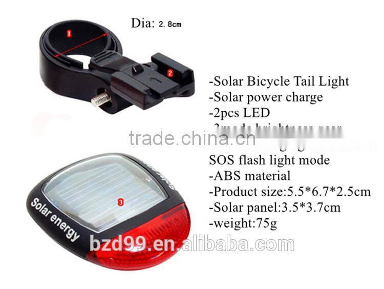 Ourdoor Mountain Bike Cycling Solar Energy Bicycle Tail Signal Light /Outdoor Cycling Equipment Applications Supplier