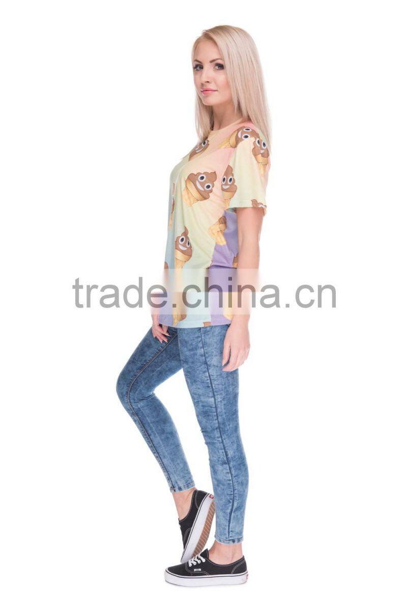3D T shirt Emoji Icecream Poop Print Custom Girls T shirt Online Shopping