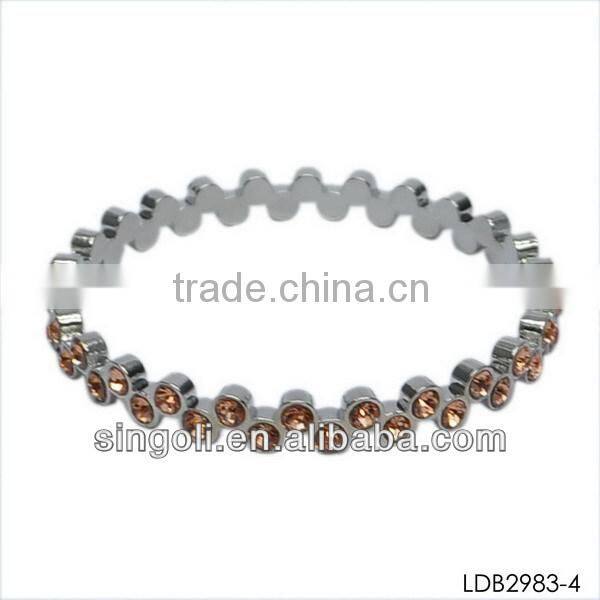 Multi layer silver platting gems pave set bangles hot new product for 2014