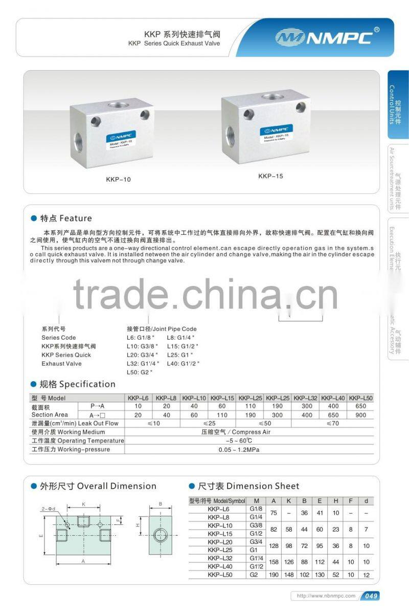 factory quick exhaust valve KKP-L6