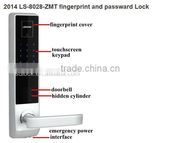 LSD8028 zinc alloy touch screen keypad fingerprint lock