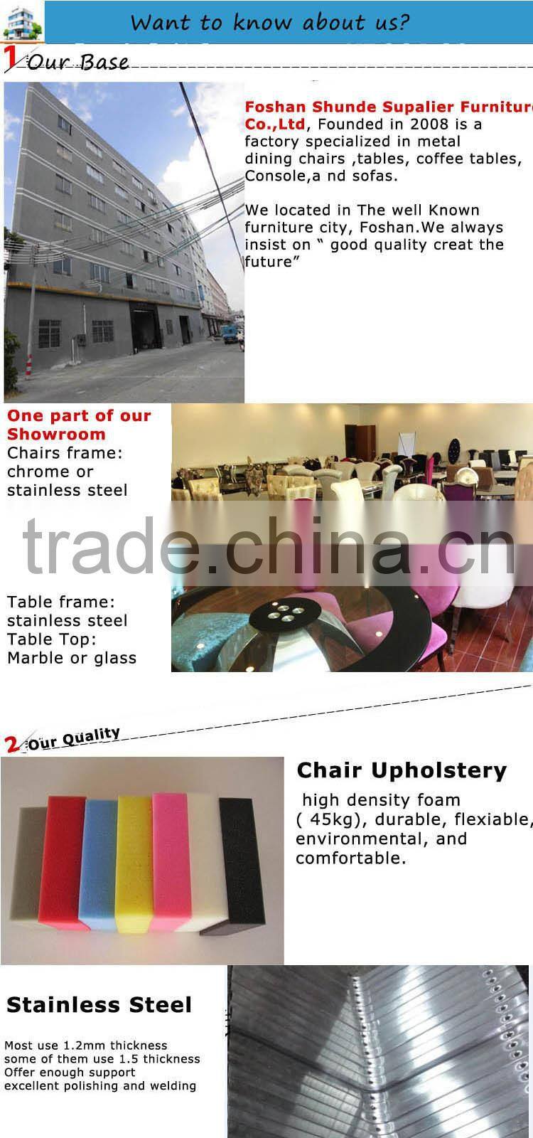 Chinese style home furniture leather and metal dining chair and table