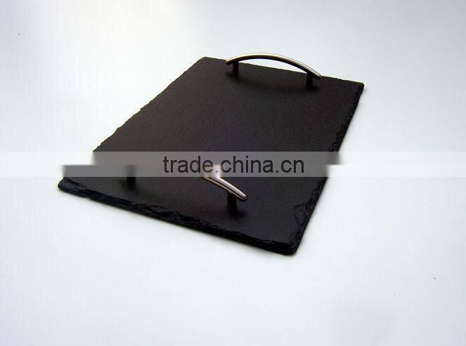 big size natural slate food tray with handles