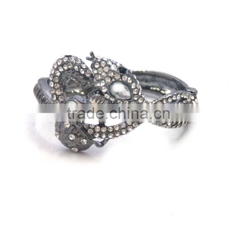 Wholesale men Vintage Silver Plated Zinc Alloy Cobra Snake Skin Bracelets with diamond